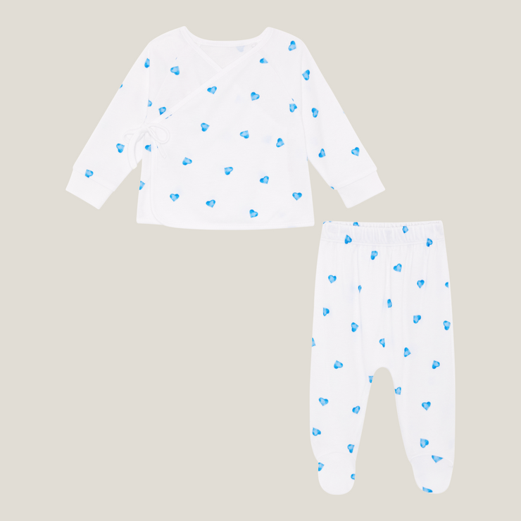 Wrap-over 2 Piece Set - Blue Heart