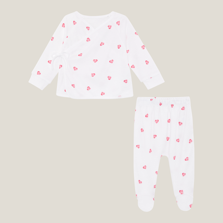 Wrap-over 2 Piece Set - Pink Heart