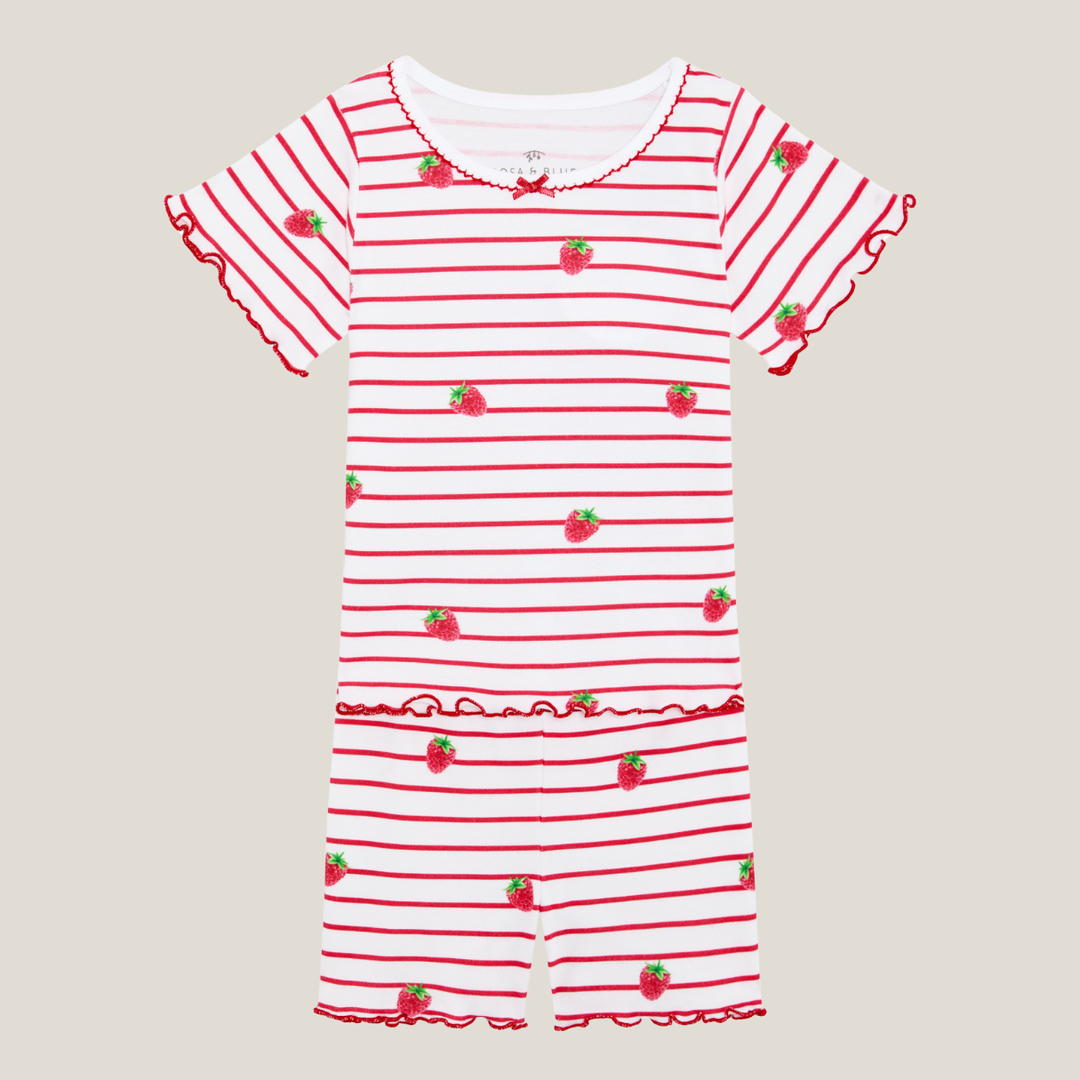 Summer Pyjamas with Frill - Raspberry
