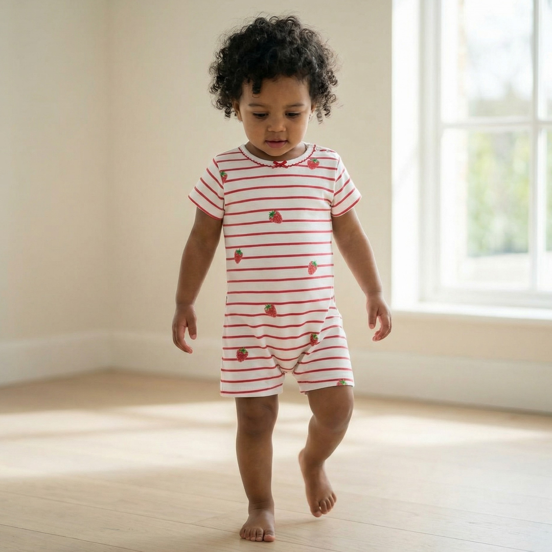Romper with Trim - Raspberry