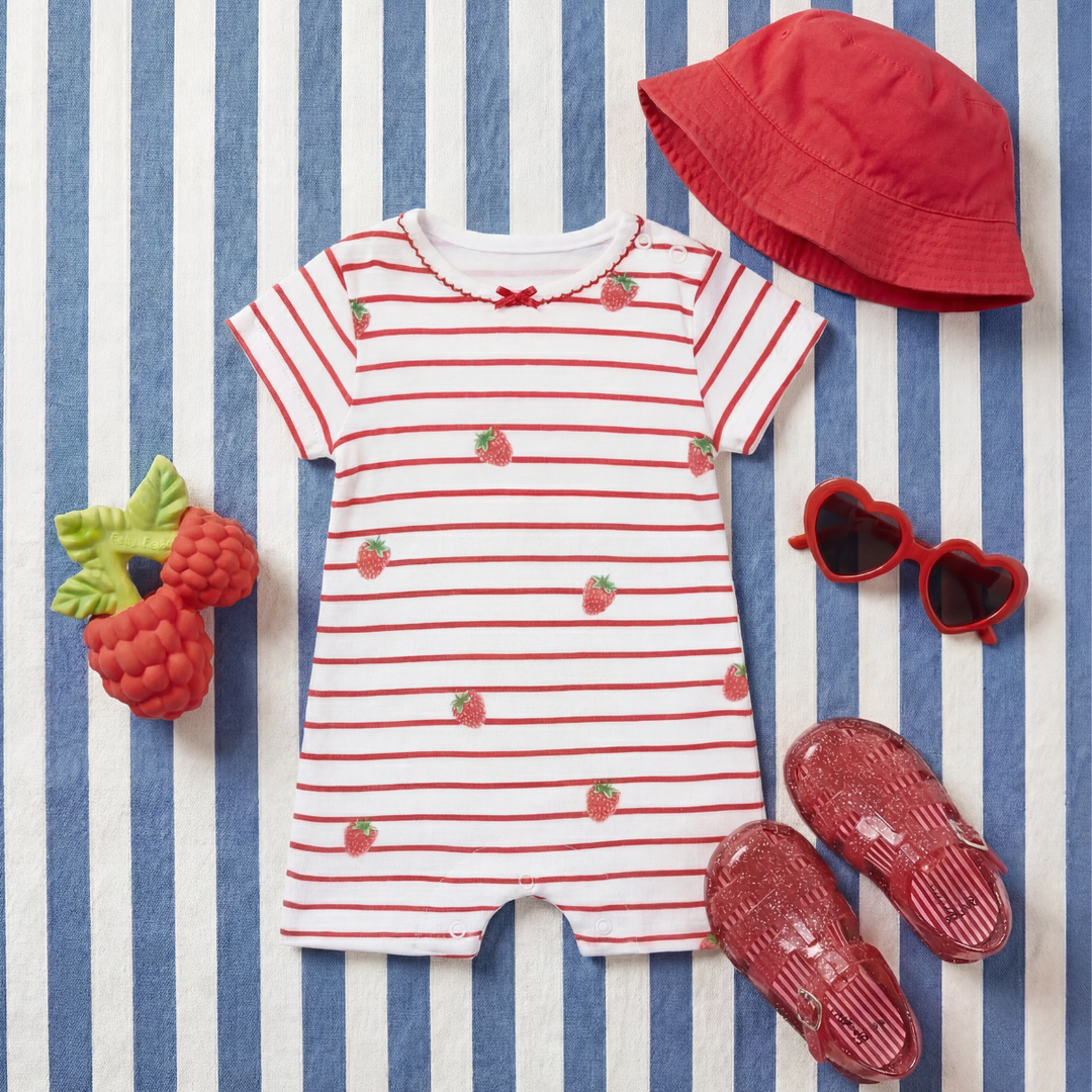Romper with Trim - Raspberry