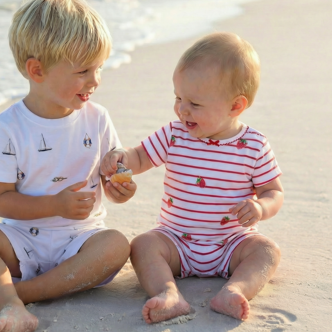 Romper with Trim - Raspberry