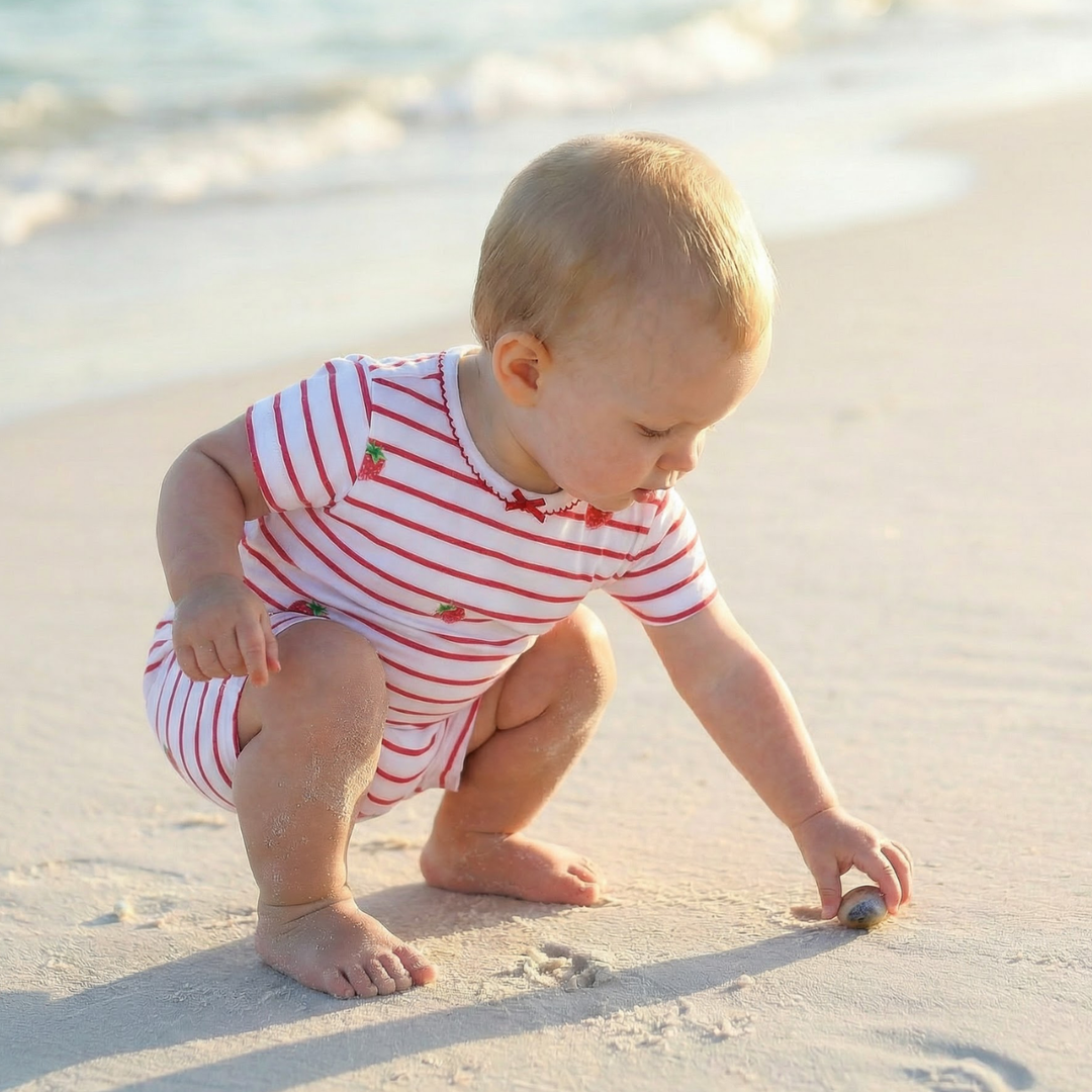 Romper with Trim - Raspberry