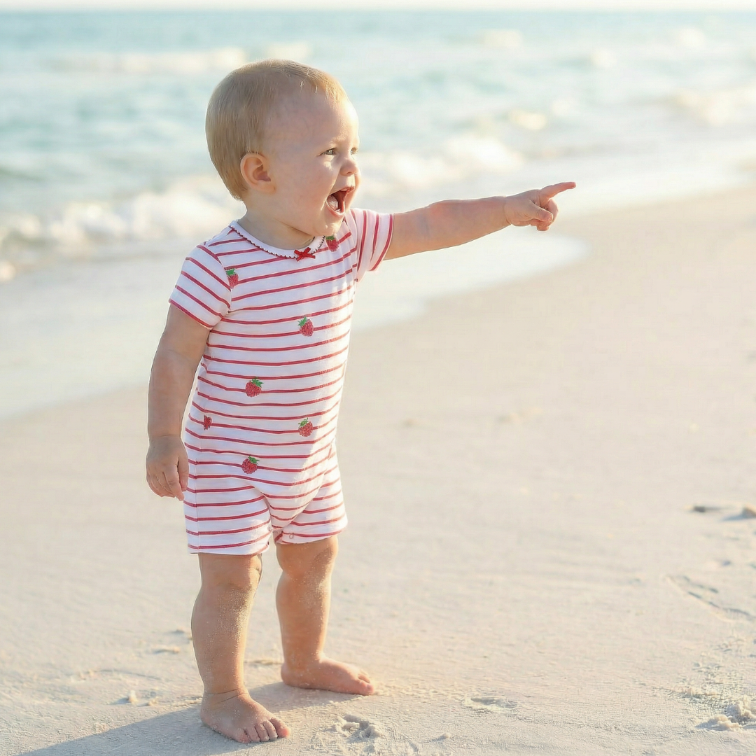 Romper with Trim - Raspberry