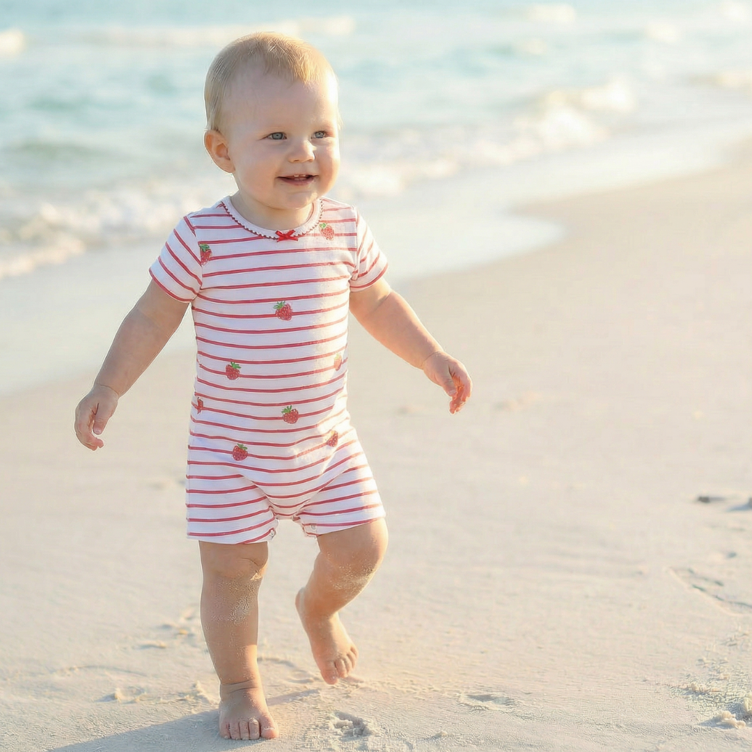Romper with Trim - Raspberry