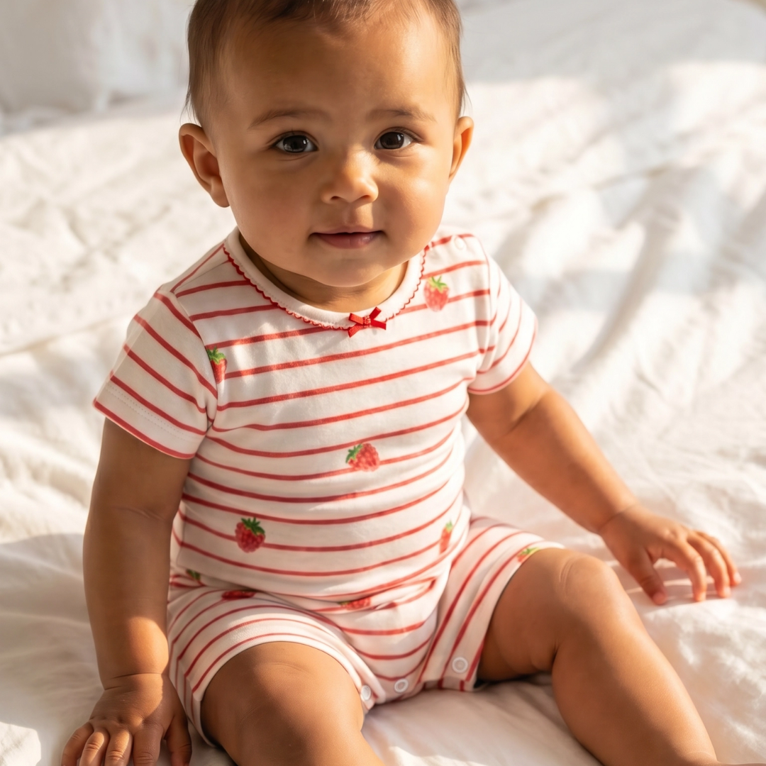 Romper with Trim - Raspberry