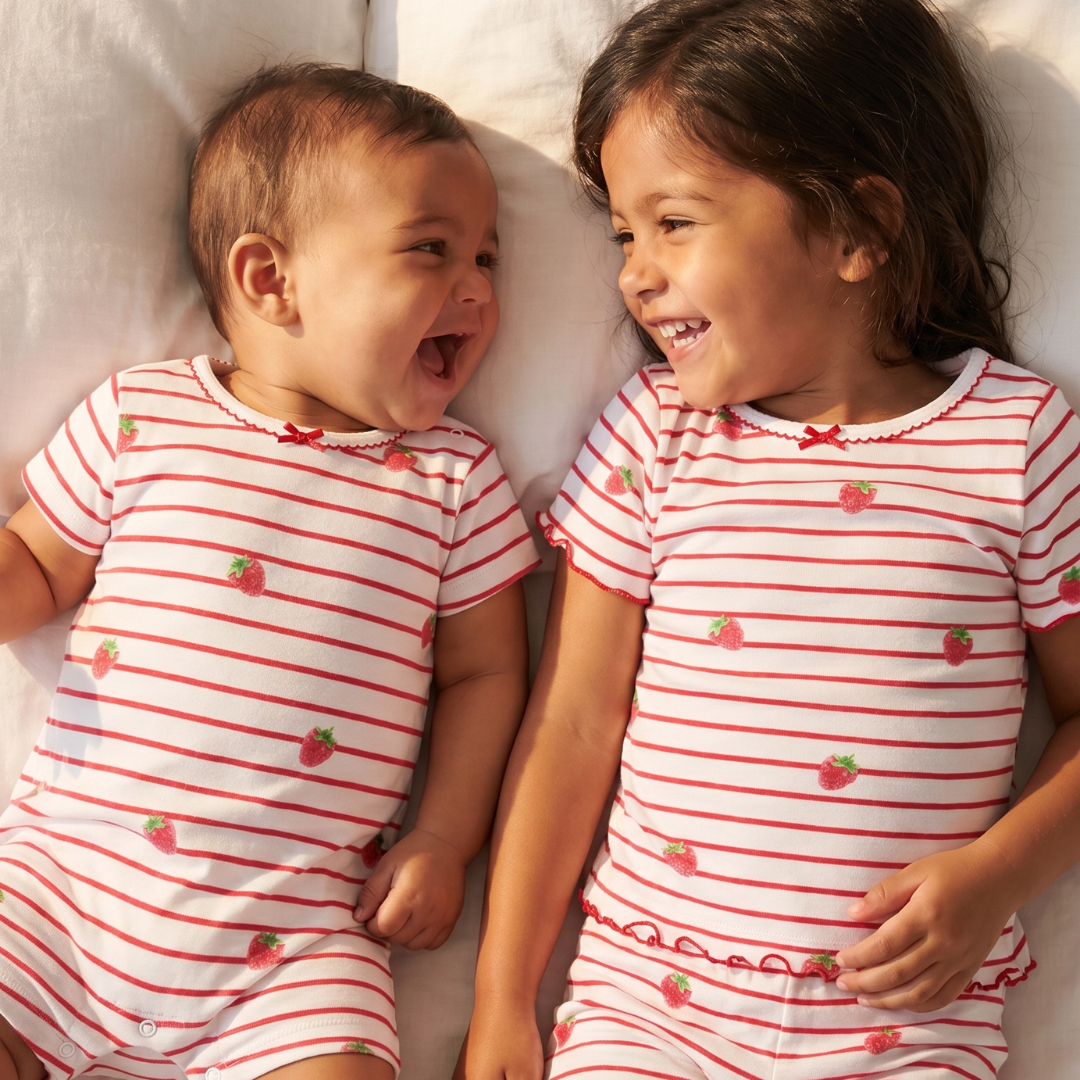 Summer Pyjamas with Frill - Raspberry
