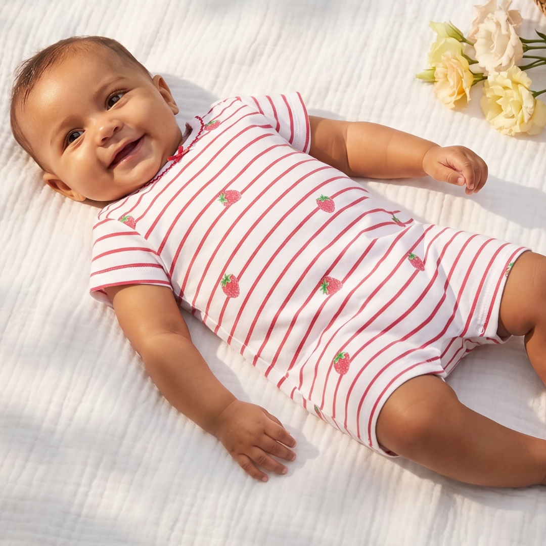 Romper with Trim - Raspberry