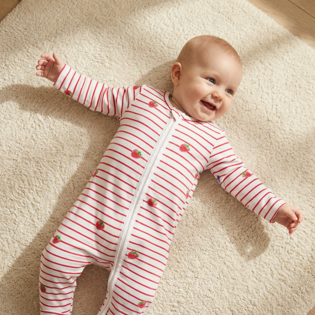 Sleepsuit with Trim - Raspberry