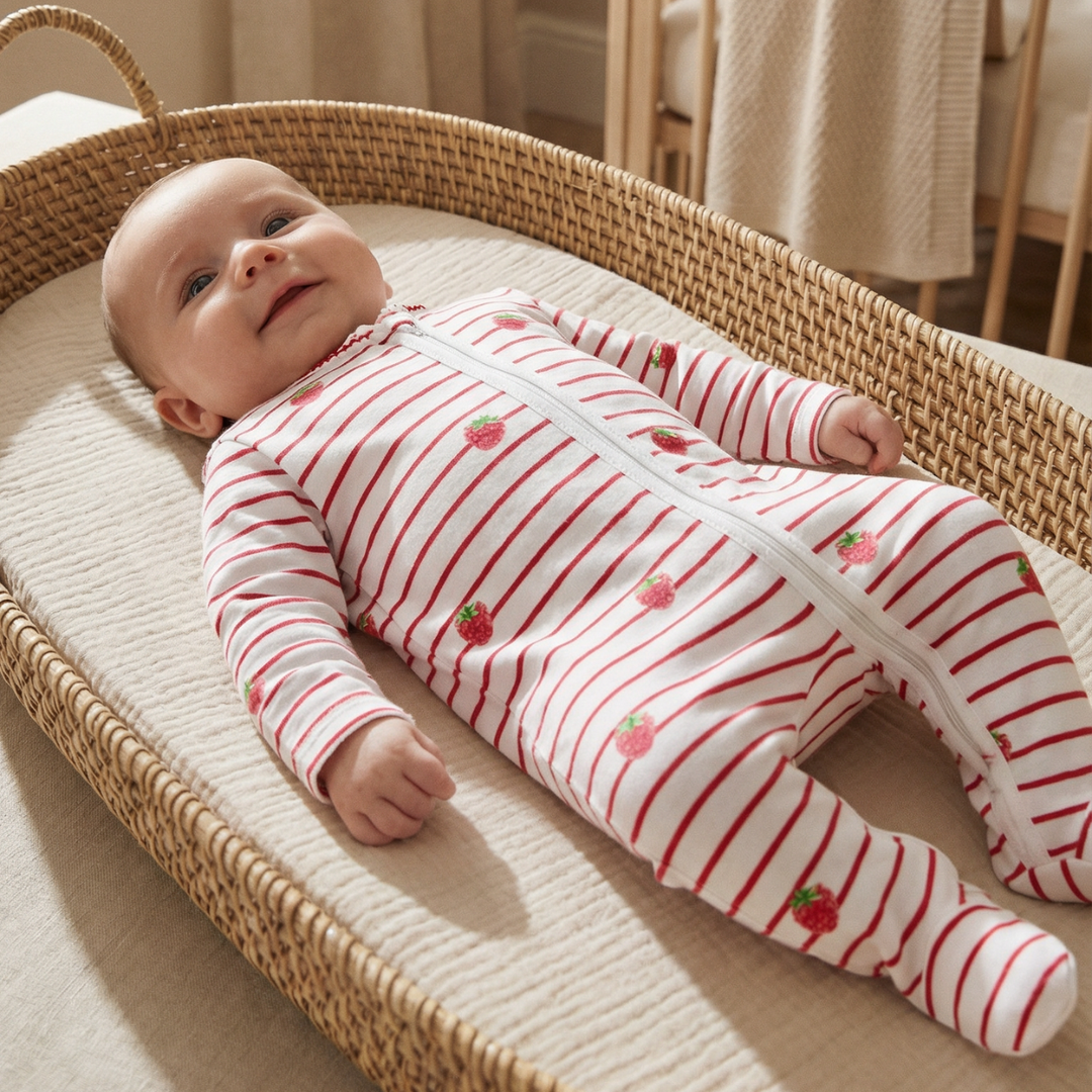 Sleepsuit with Trim - Raspberry