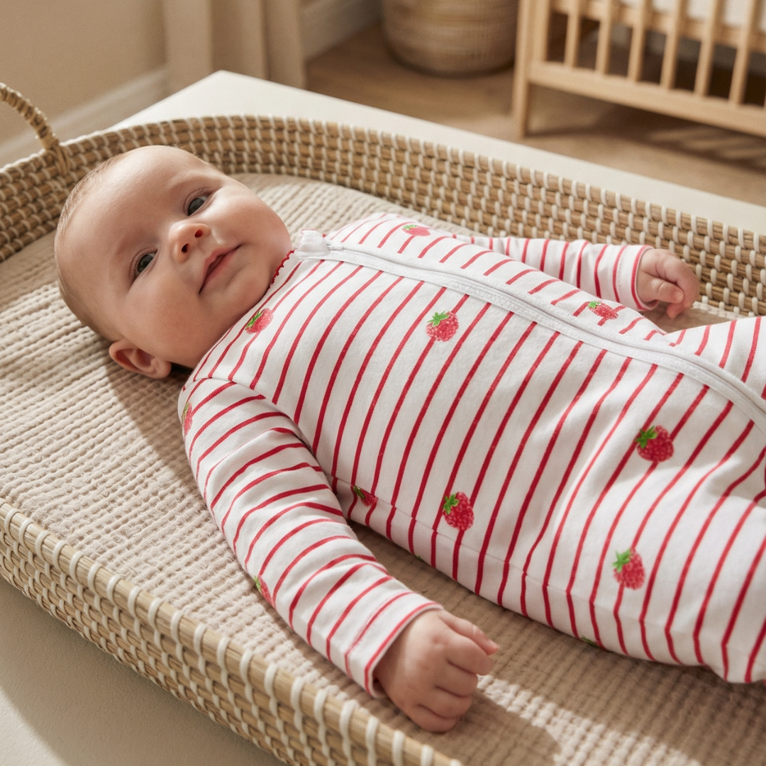 Sleepsuit with Trim - Raspberry