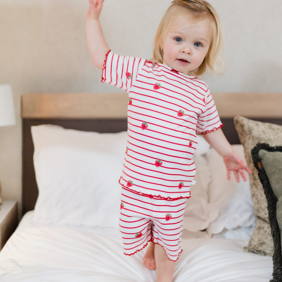 Summer Pyjamas with Frill - Raspberry