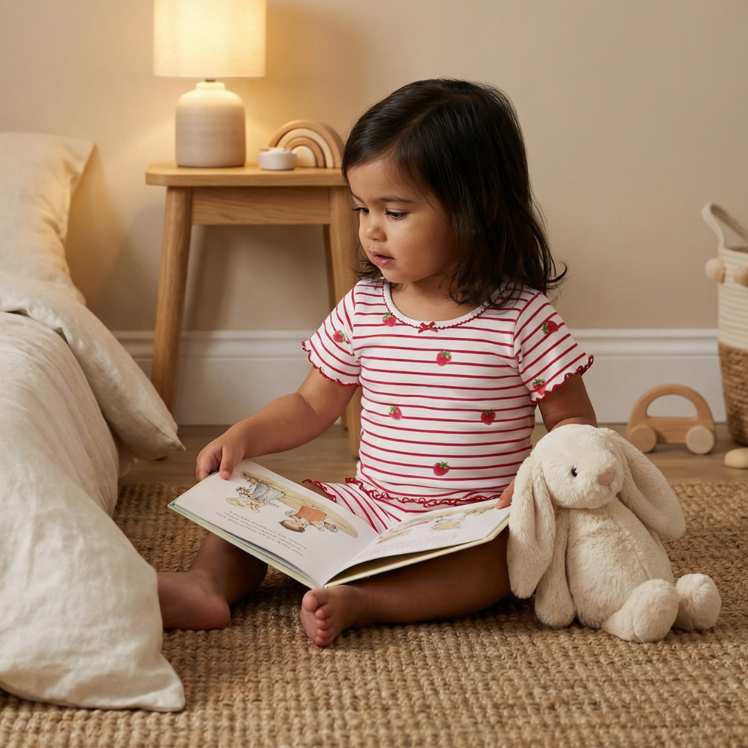 Summer Pyjamas with Frill - Raspberry