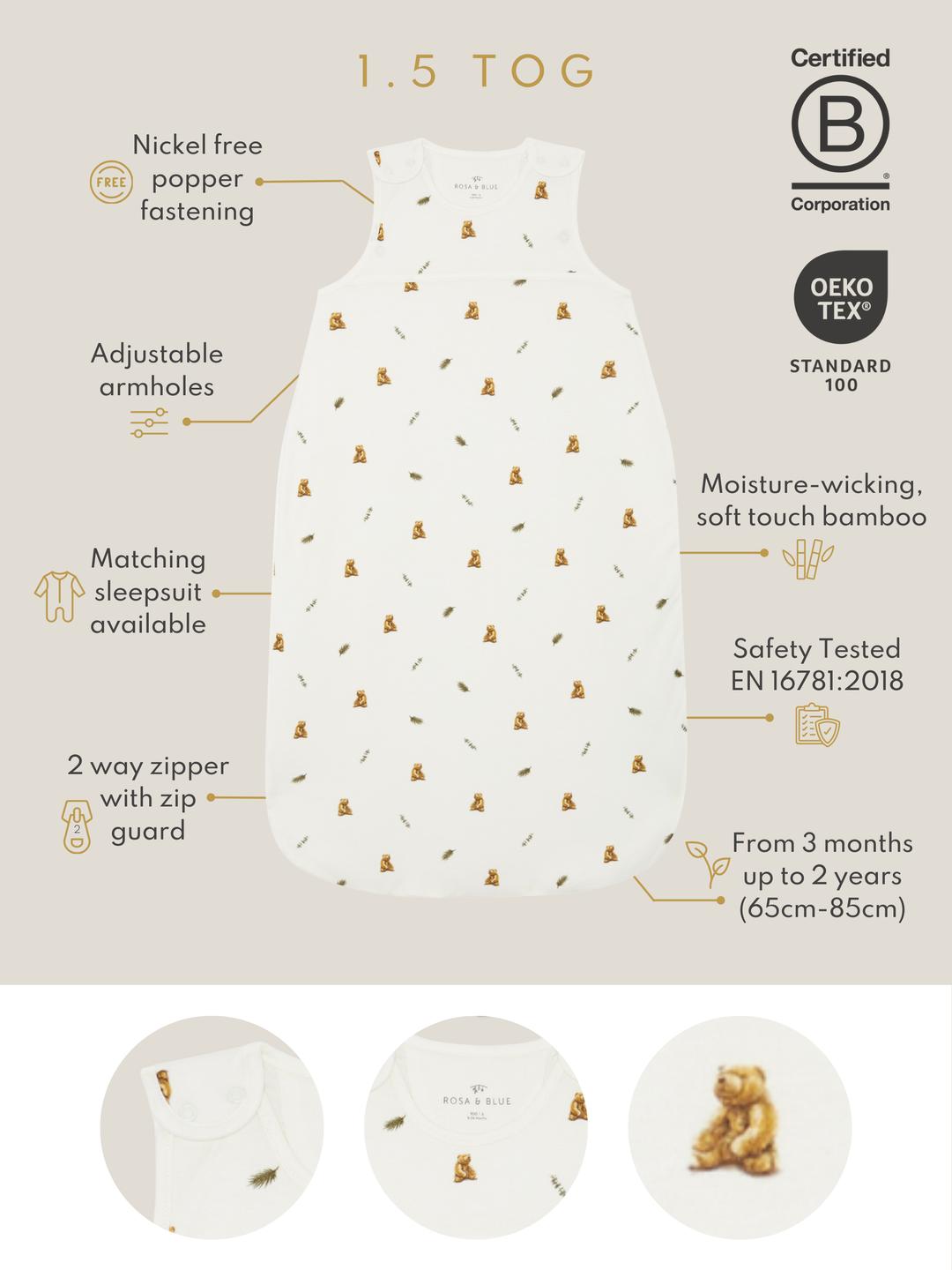 Sleeping Bag 1.5 TOG - Brown Bear