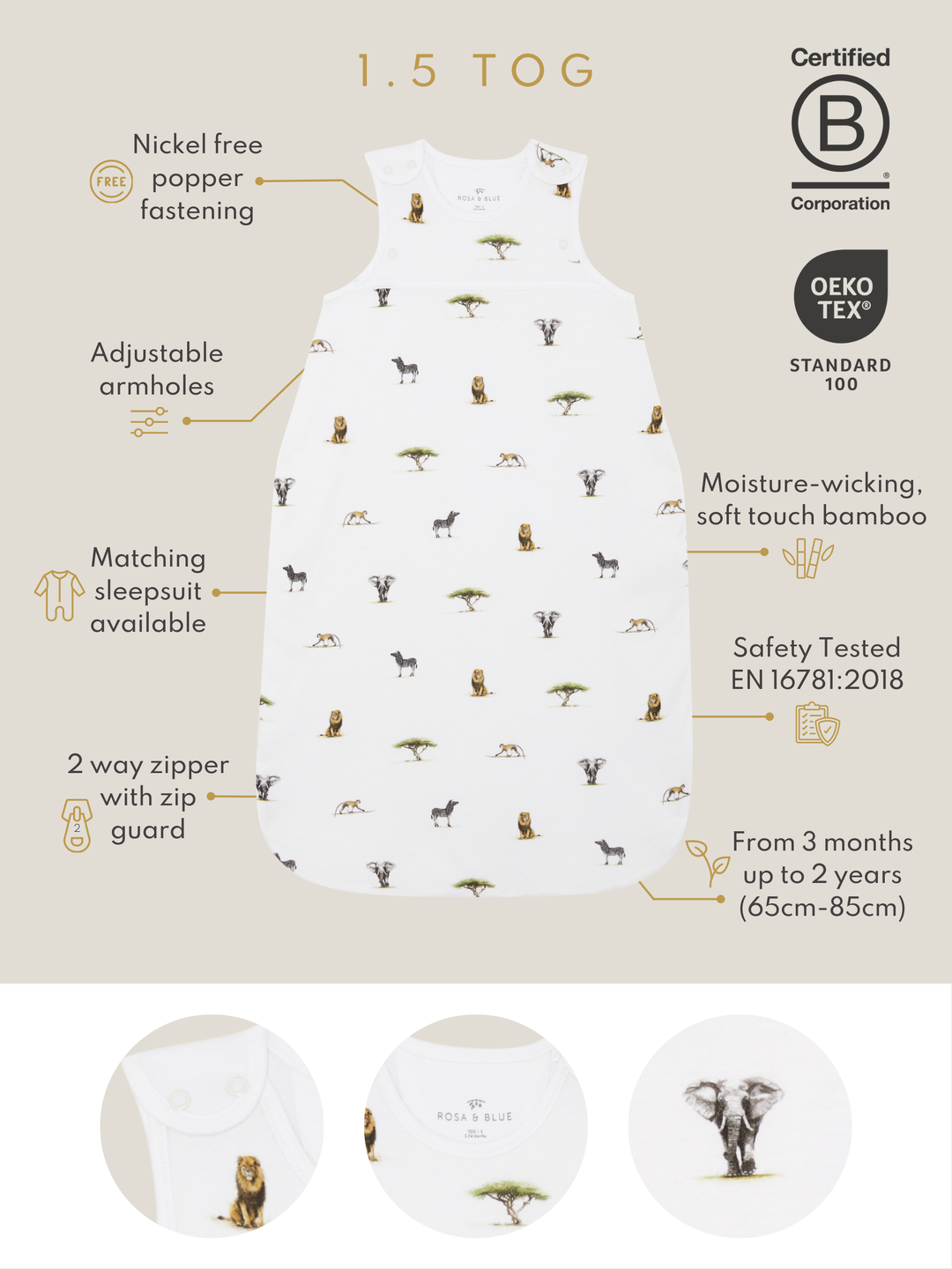 Sleeping Bag 1.5 TOG - Safari