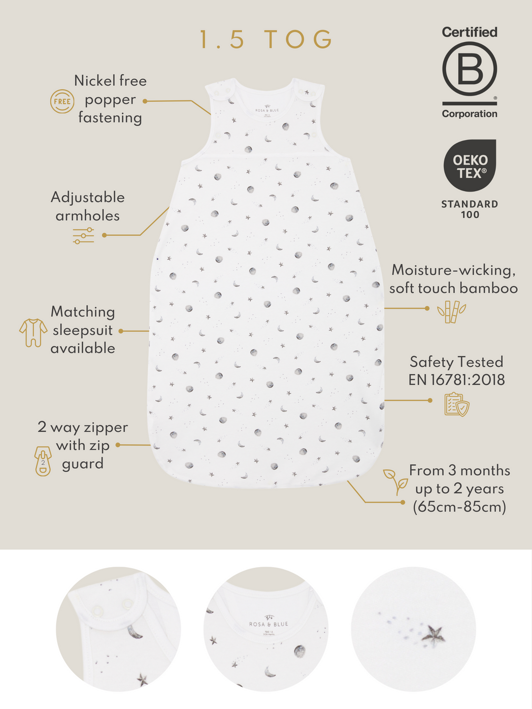 Sleeping Bag 1.5 TOG - Starlit Moon