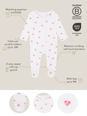 Sleepsuit with Trim - Pink Heart
