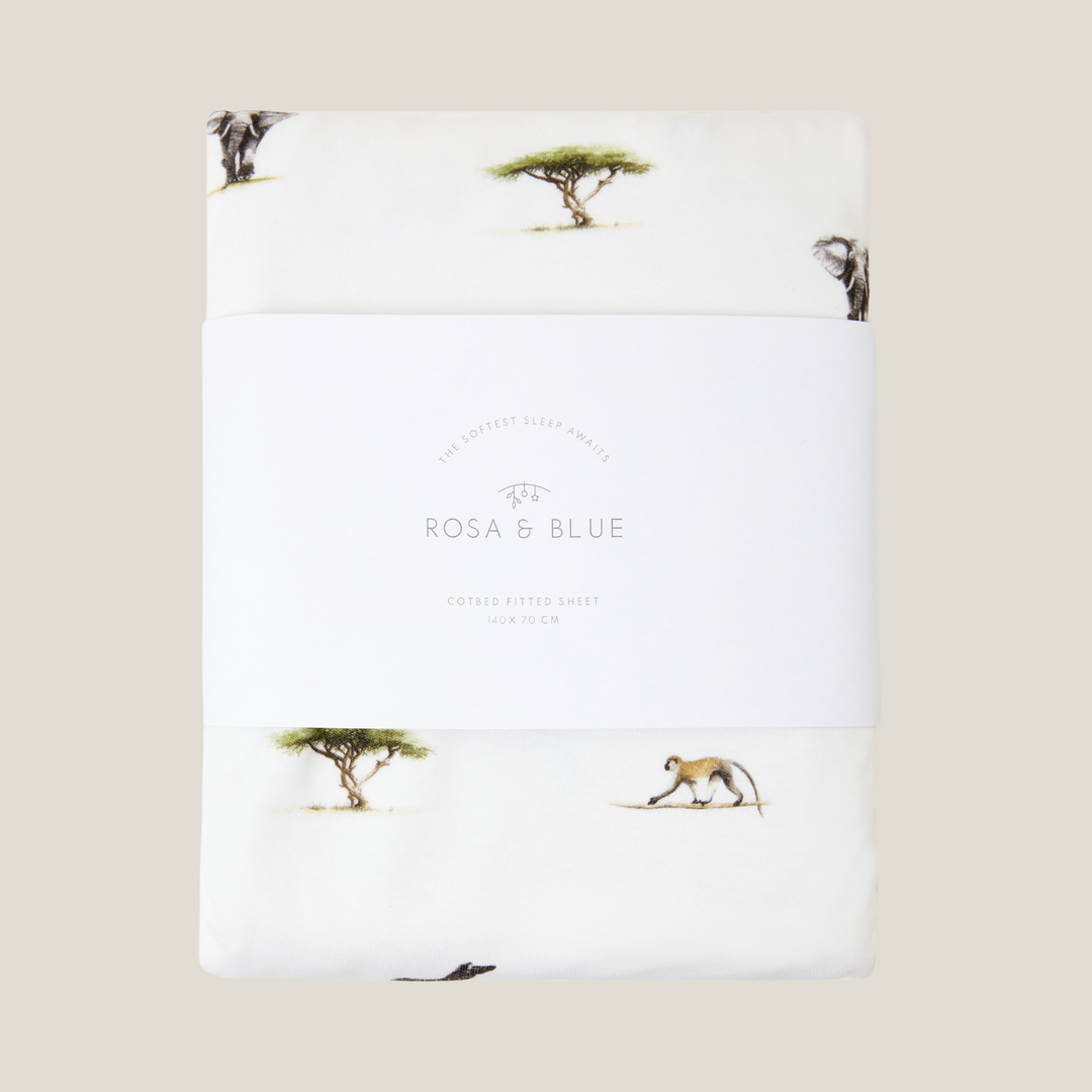 Cotbed Fitted Sheet - Safari