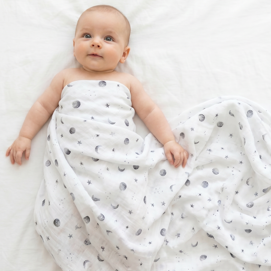 XL Bamboo Muslin Swaddle - Starlit Moon