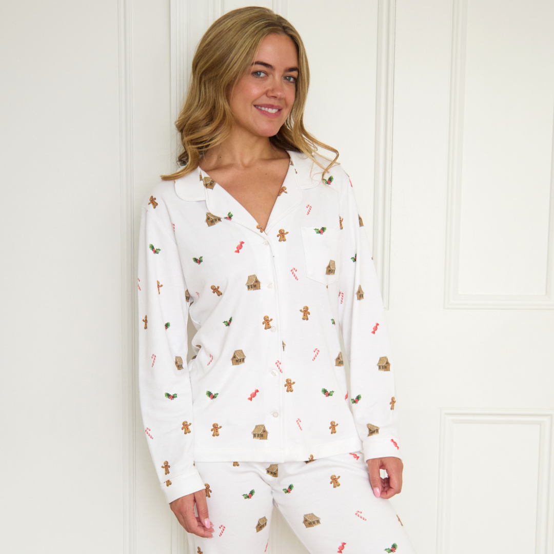 Gingerbread Pyjamas Women's Gingerbread Family Pyjamas – Rosa and Blue