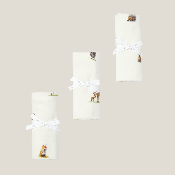 3 Pack - Woodland Classic Muslin Squares