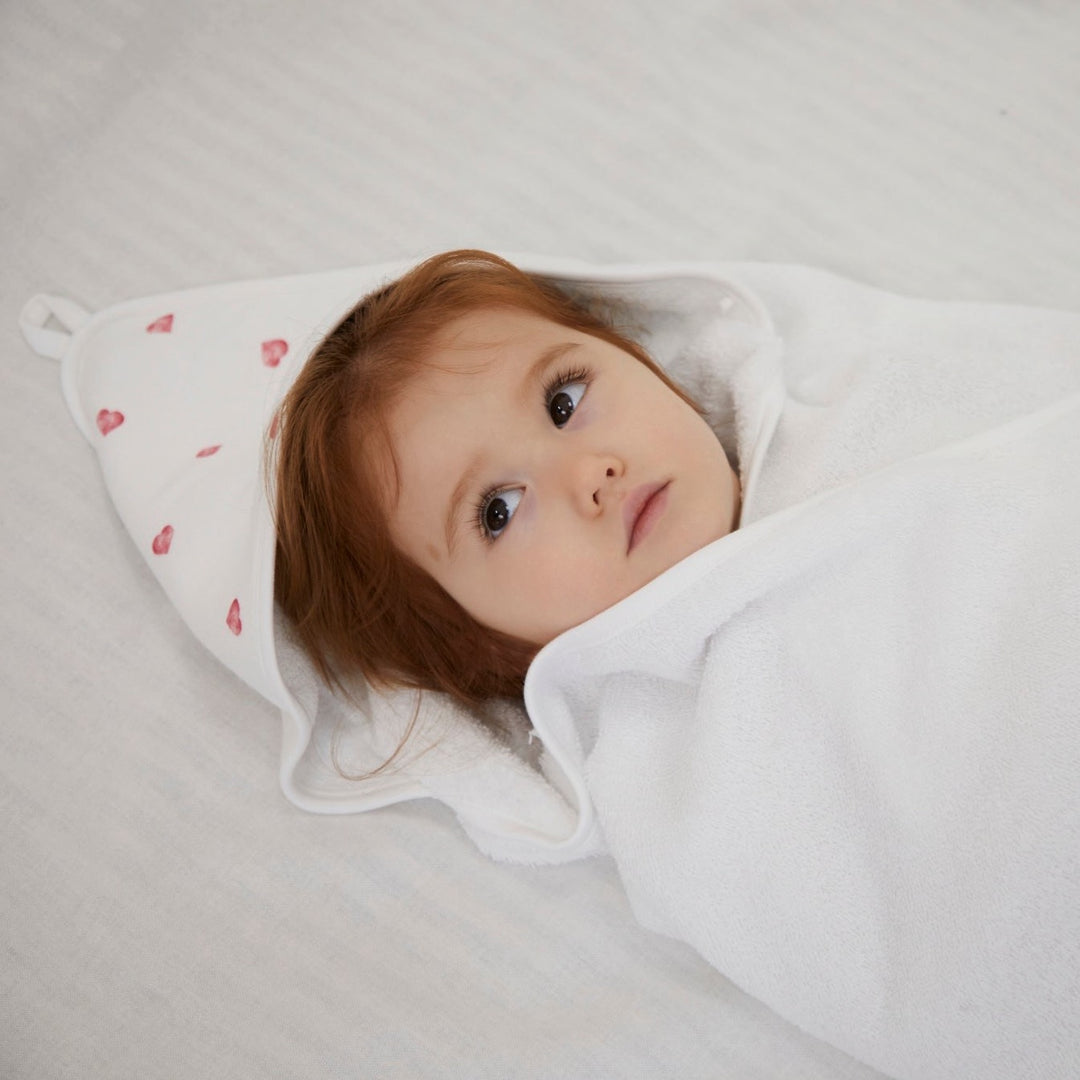Large Hooded Towel - Pink Heart