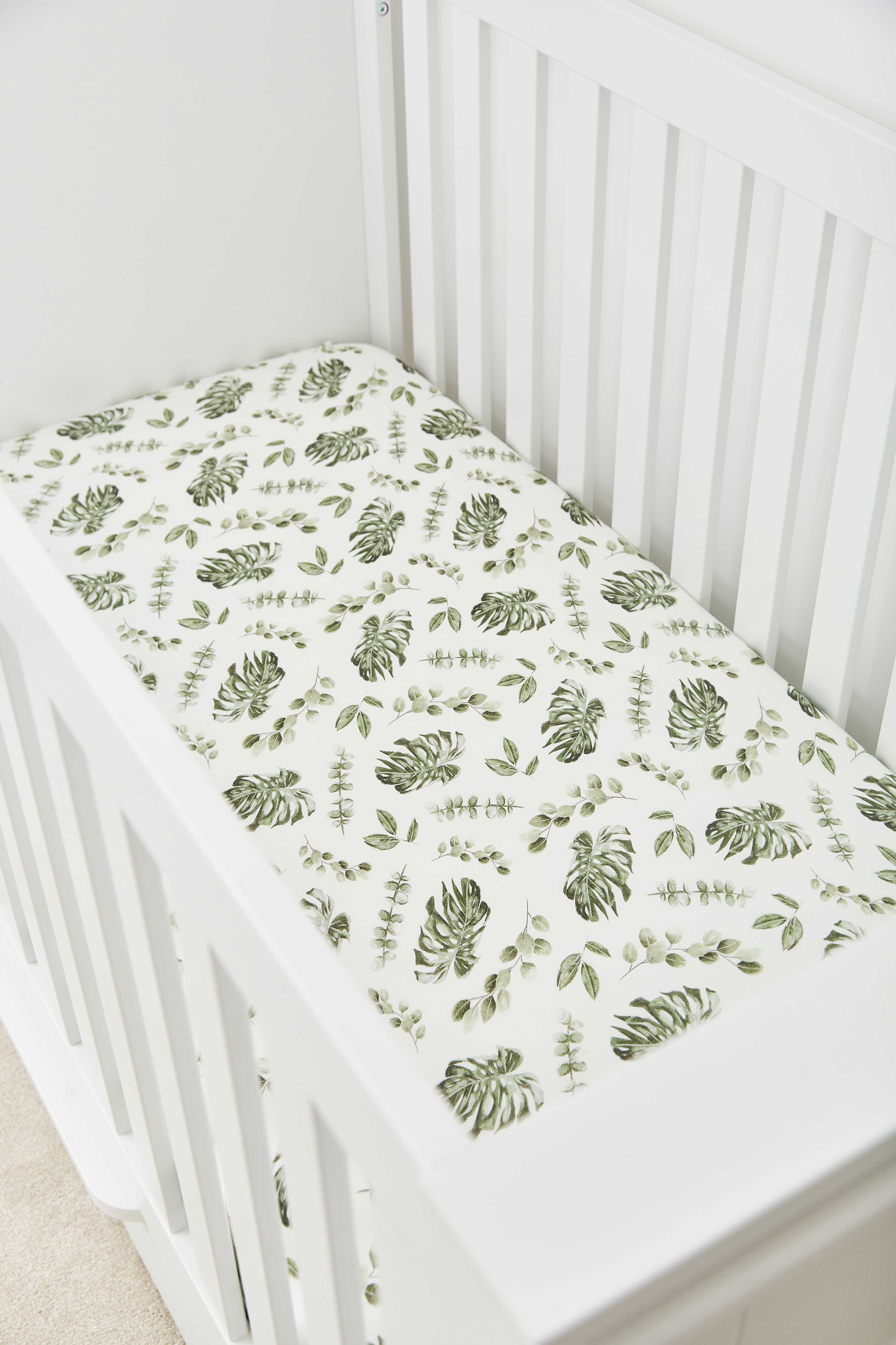 leaf jungle cotbed fitted sheet