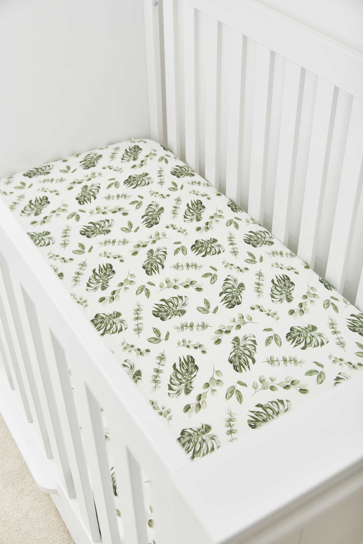 leaf jungle cotbed fitted sheet